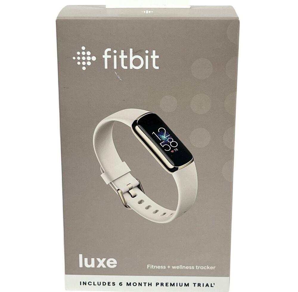 Fitbit Luxe Fitness Tracker Lunar White Soft Gold Smartwatch New Sealed